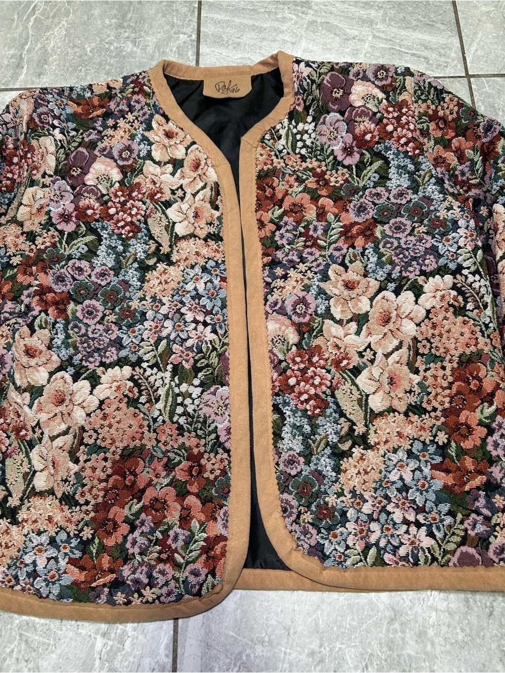 Vintage 1996 Handmade Floral Tapestry Jacket Women’s Medium Boho Gobelin - Picture 4 of 5